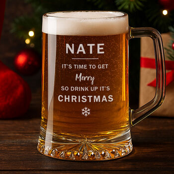 Personalised Christmas Pint Glass For Him, 3 of 6