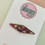 Purple, Gold And White Glitter Resin Hair Clip / Shimmer Barrette / Fashion Hair Accessory./ Geometric Statement Slide / Gift For Friend, thumbnail 4 of 5