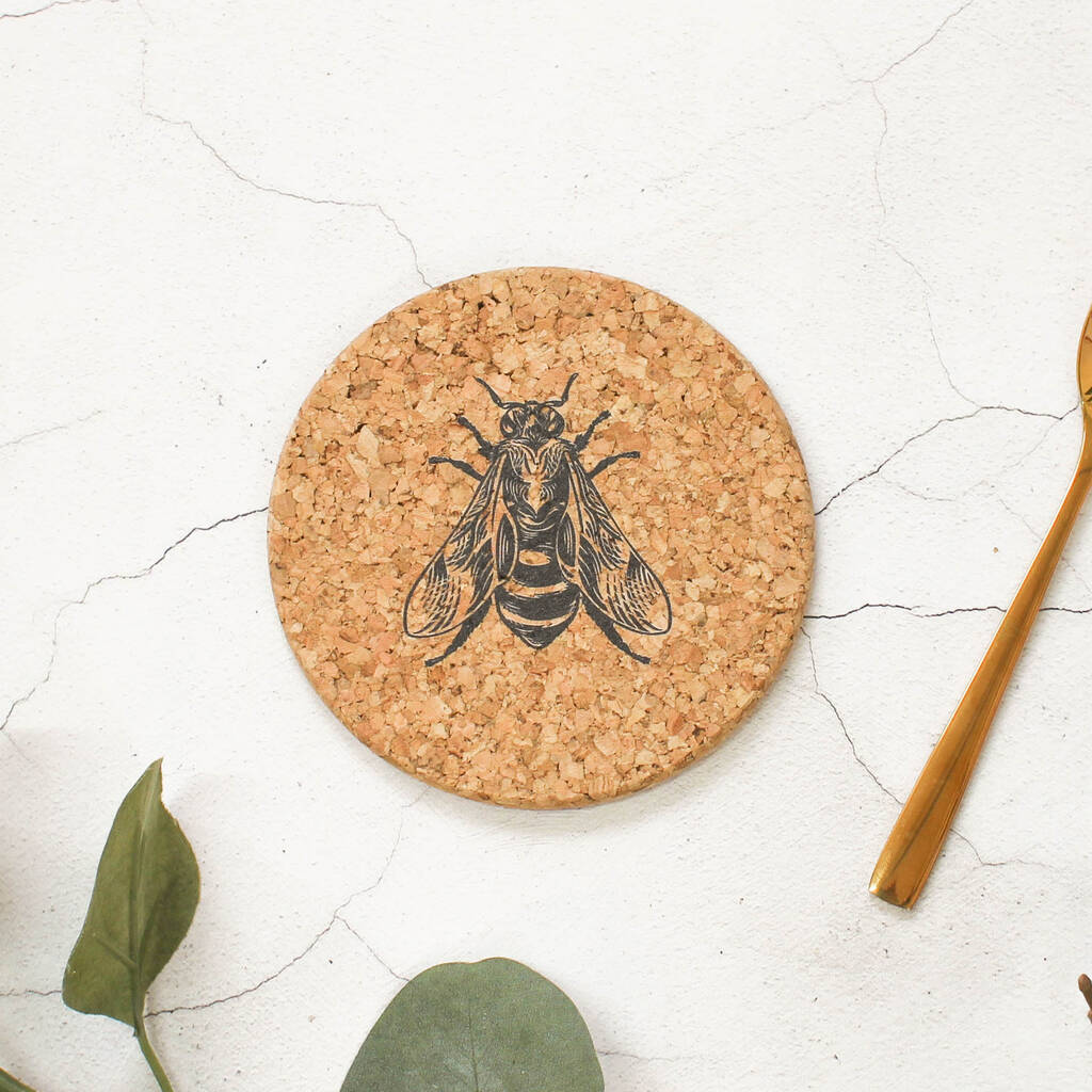 Cork Coaster, Bee Design, 1 of 3