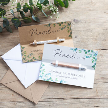 Green Eucalyptus 'Pencil Us In' Save The Date, 2 of 3