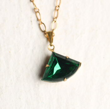 Art Deco Emerald Green Necklace Pendant, 3 of 6