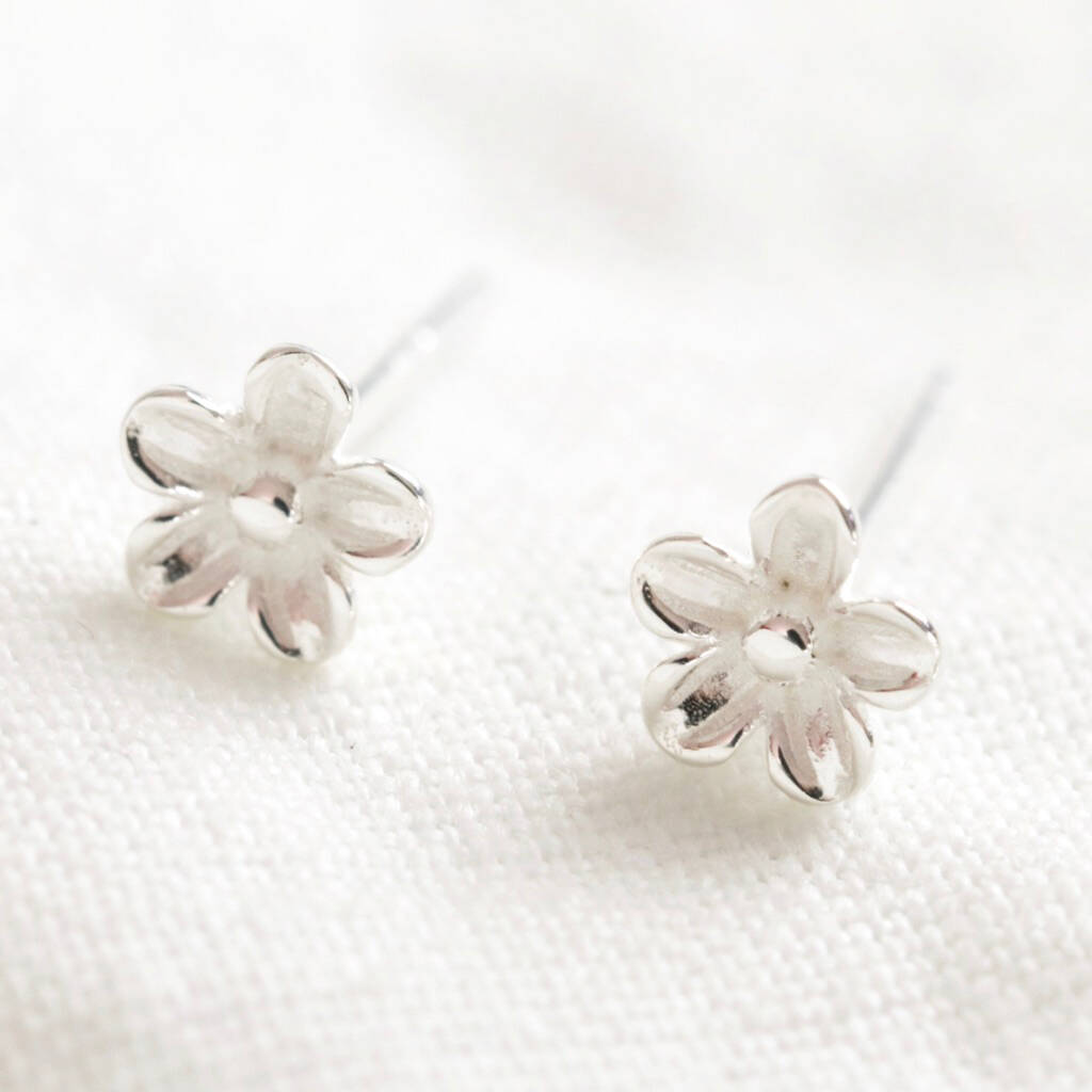 Tiny Sterling Silver Flower Stud Earrings By Lisa Angel