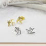 Tiny Swallow Studs In Sterling Silver And Gold Plated, thumbnail 1 of 4