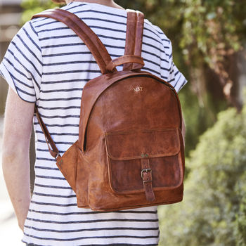 Zip Round Leather Backpack, 3 of 7