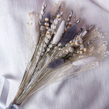 Letterbox Dried Flower Bouquet In Grey And Silver, 3 of 4