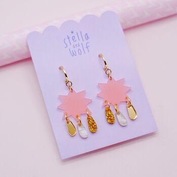 Blush Pink Swishy Star Drop Earrings, 4 of 5