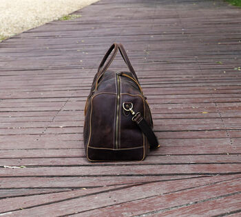 Genuine Leather Holdall Dark Brown, 7 of 12