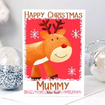 Personalised Reindeer Family Christmas Card, 2 of 9
