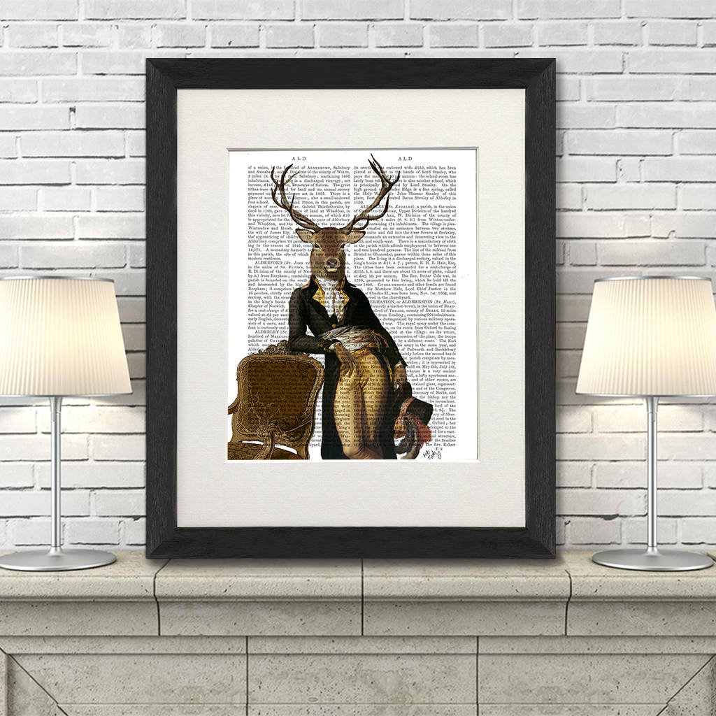 Deer Print, Deer And Chair Book Print By Fabfunky Home Decor ...