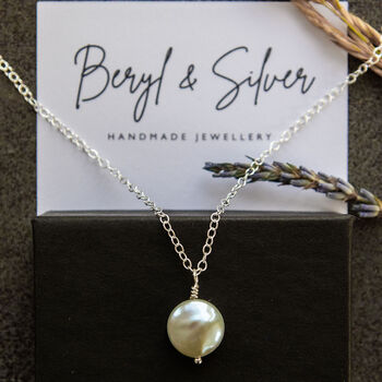 Freshwater Pearl Coin Necklace, 2 of 7