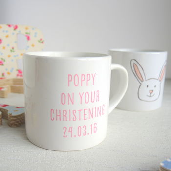 Personalised Children's Christening Bunny Mug, 2 of 5