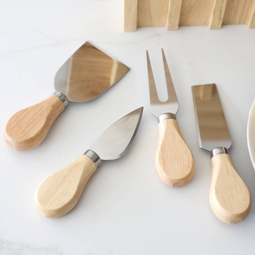 Personalised Wooden Cheese Board And Knives Set By Lisa Angel