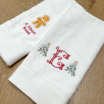 Christmas Monogram Luxury Hand Towels, 3 of 5