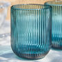 Palermo Set Of Four Blue Ribbed Tumblers, thumbnail 4 of 5