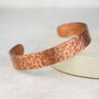 Personalised Unisex Wide Hammered Copper Cuff Bracelet, thumbnail 1 of 4