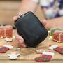 Black Hip Flask With Personalised Leather Sleeve Christmas Gift For Him, thumbnail 1 of 6