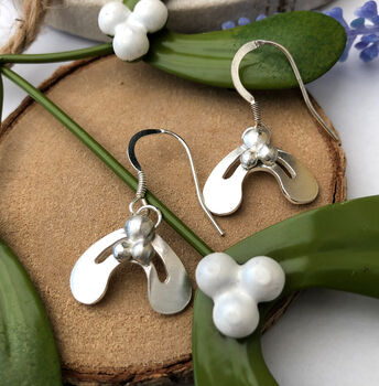 Sterling Silver Mistletoe Earrings, 8 of 11