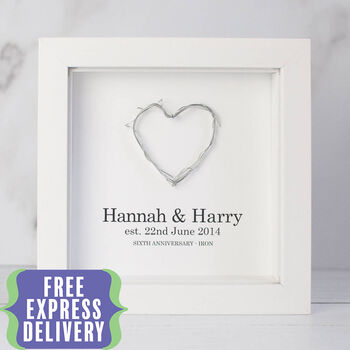 Personalised 6th Anniversary Gift Handmade Iron Heart, 2 of 9