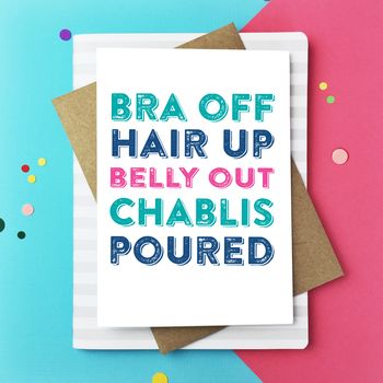 Bra Off Hair Up Belly Out Greeting Card, 2 of 6
