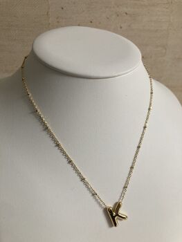 18k Gold Plated K Initial Pendant Necklace, 2 of 3