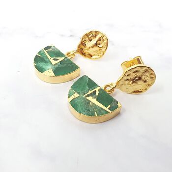 Statement Emerald May Birthstone Hammered Earrings, 2 of 5