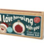 I Love Hanging With You Christmas Mini Matchbox Cross Stitch Kit, thumbnail 2 of 5