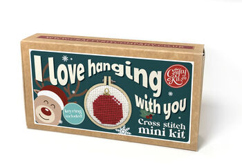 I Love Hanging With You Christmas Mini Matchbox Cross Stitch Kit, 2 of 5