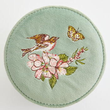 Morning Song Bird Embroidered Round Jewellery Box, 4 of 5