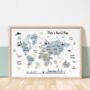 Personalised Children's World Map Print, thumbnail 3 of 5