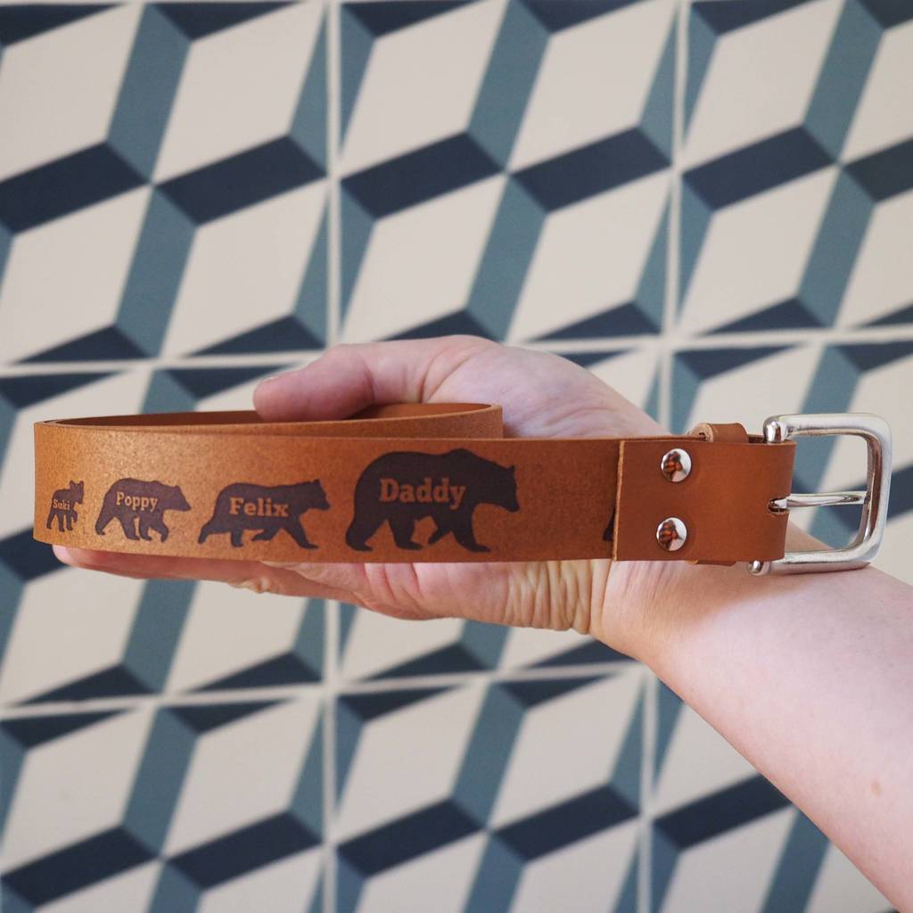 Personalised Dad's Bear Family Leather Belt, 1 of 7