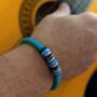 Men's Bracelet With Personalised Blue And Black Rings, thumbnail 1 of 6