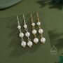 Sterling Silver Natural Pearl Trio Drop Hook Earrings, thumbnail 7 of 11