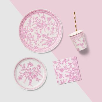 Pink Toile Party Cups X 10, 4 of 7