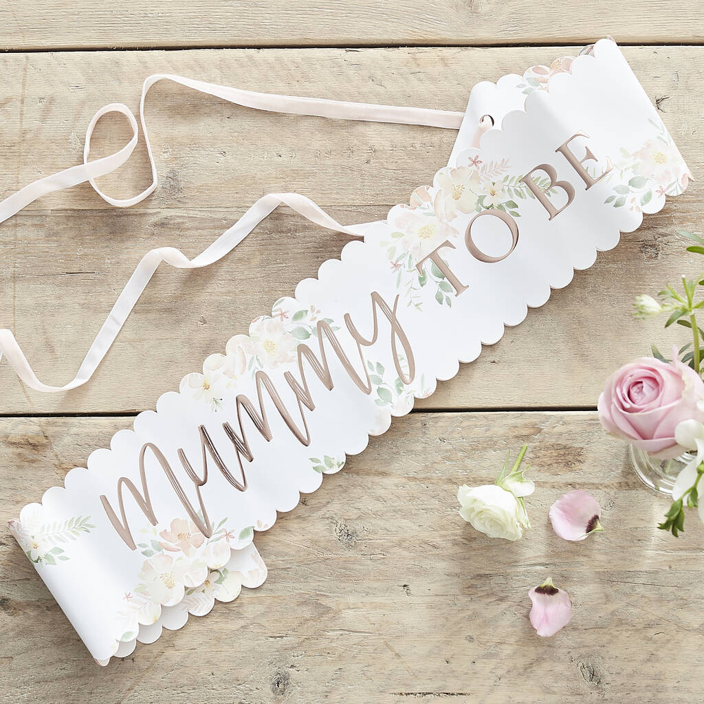 Floral Rose Gold 'Mummy To Be' Baby Shower Sash, 1 of 3