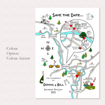 Wedding Or Party Illustrated Map Invitation, 5 of 6