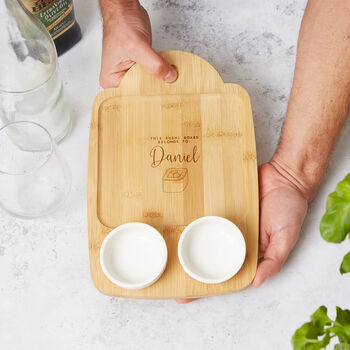 Personalised Wooden Sushi Board With Dipping Pots Perfect Father's Day Gift, Great Gift For Dad Or Grandad, 3 of 5