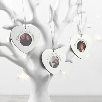 Personalised Heart Photo Frame Tree Decoration, 4 of 5