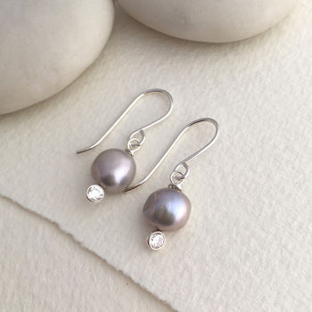 Petite Freeform Grey Pearl And Crystal Drops, 2 of 3