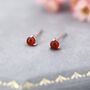 Natural Red Carnelian Stud Earrings In Sterling Silver, thumbnail 1 of 11