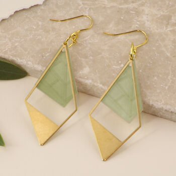 Art Deco Triangle Statement Dangle Earrings, 3 of 7