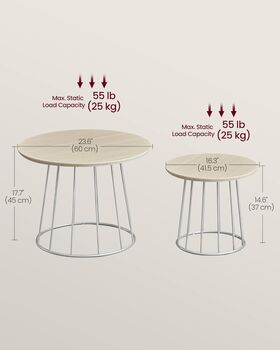 Set Of Two Modern Round Coffee Tables Steel Frame, 2 of 8