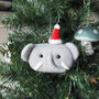 Elephant With Christmas Hat Tree Decoration, thumbnail 2 of 2