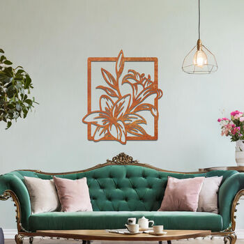 Elegant Metal Lily Wall Sculpture For Indoor Or Outdoor Walls, 7 of 11