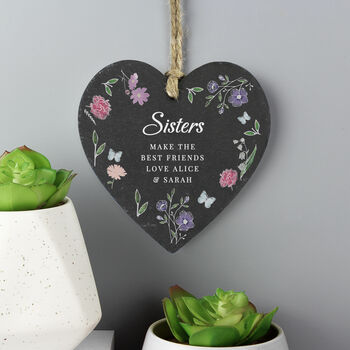 Personalised Wild Flowers Slate Heart Hanging Decoration, 5 of 5