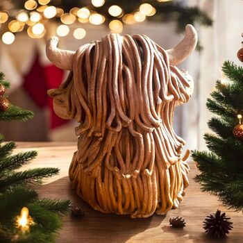 Handmade Highland Cow Medium Ceramic Sculpture Ornament A, 4 of 5