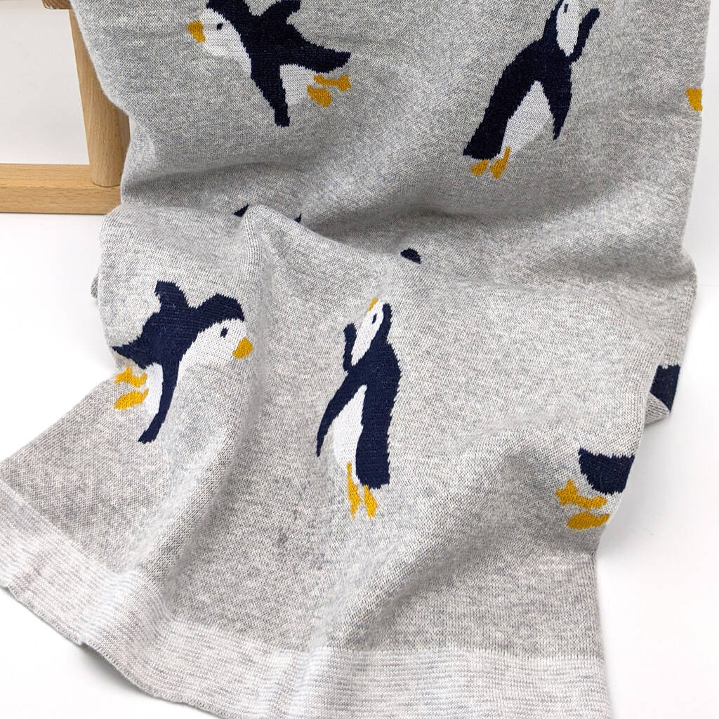 Penguin Cotton Knitted Baby Blanket By Hayley Co Notonthehighstreetcom