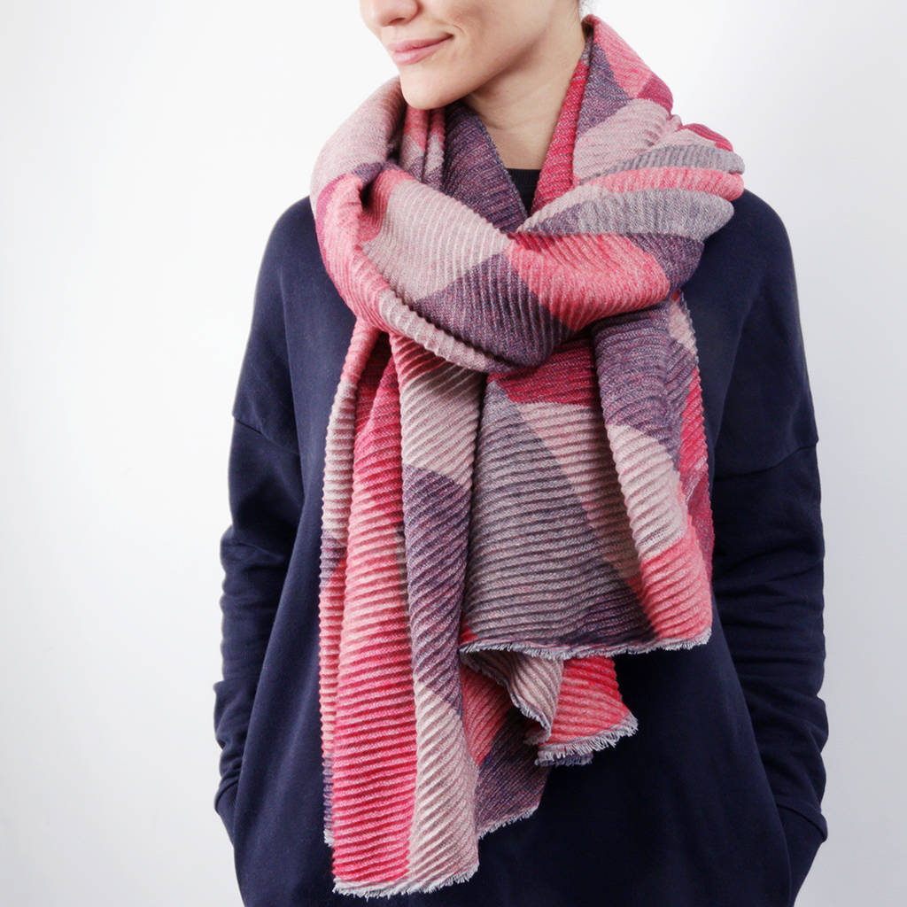 Pleated Colourblock Modal And Cashmere Shawl By Studio Hop ...