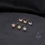 Mismatched Moon And Star Cz Stud Earrings, thumbnail 7 of 11