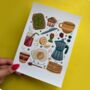 Illustrated Breakfast Items Print, Art For Kitchens, thumbnail 1 of 2