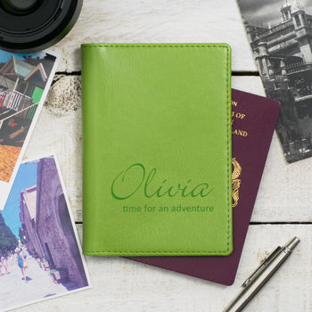 Personalised Passport Cover Holder With Script Name, 3 of 12